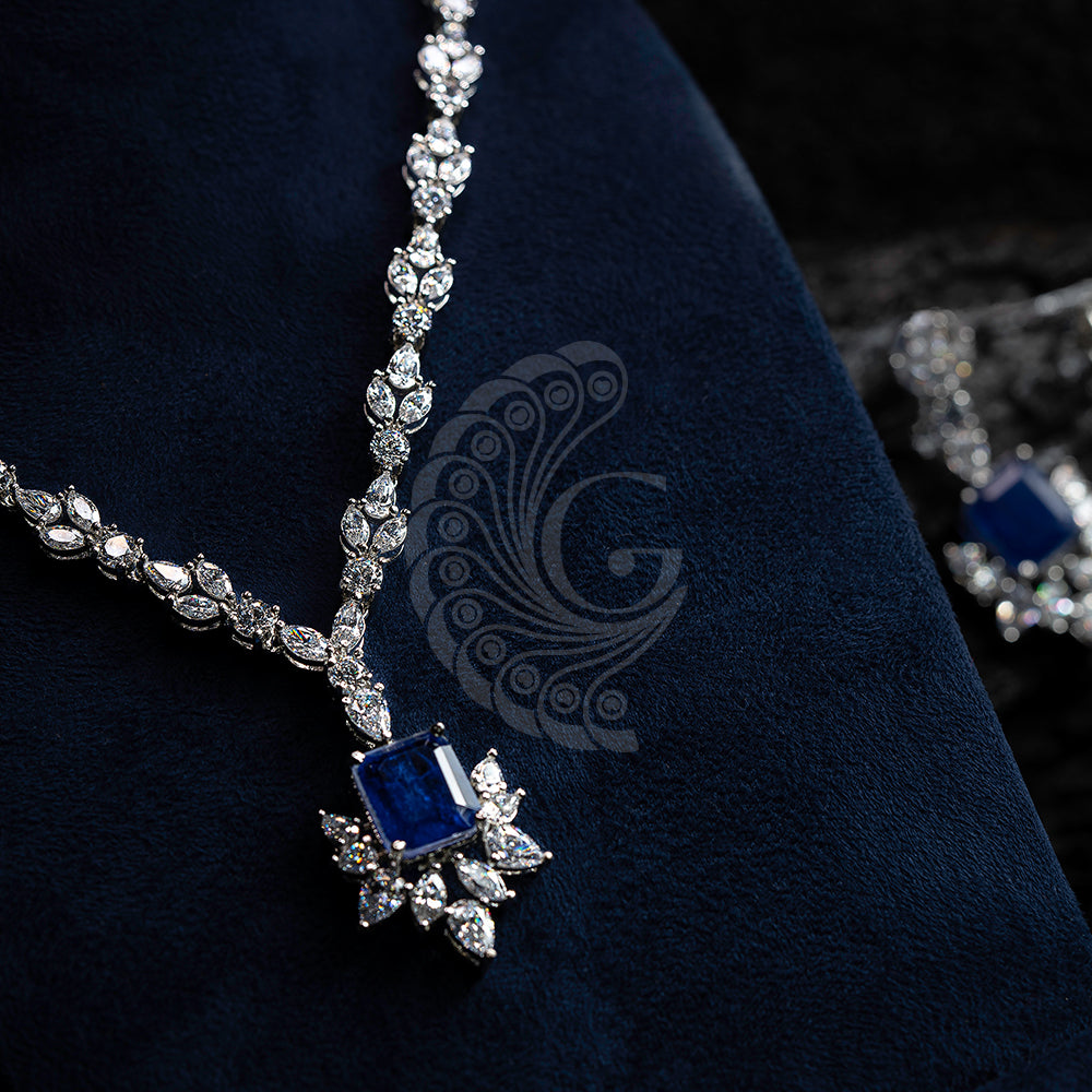 ZIRCONIA BLUE STONE NECKLACE