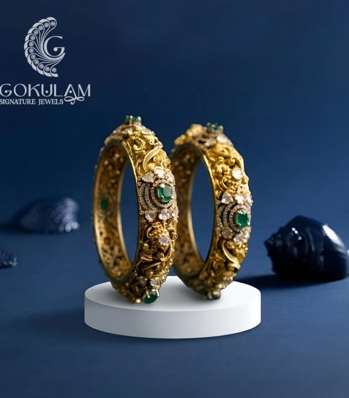 Antique Emerald Carved Bangles