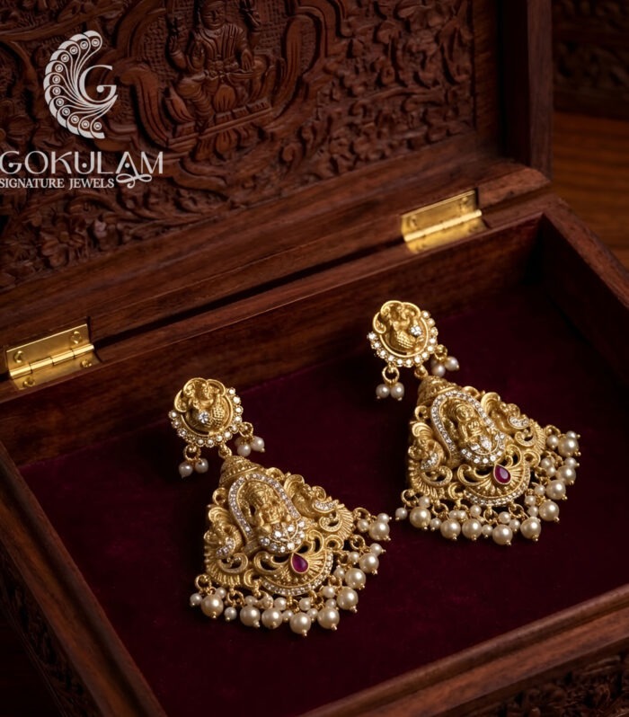 Lakshmi Pearl Temple Jhumkas