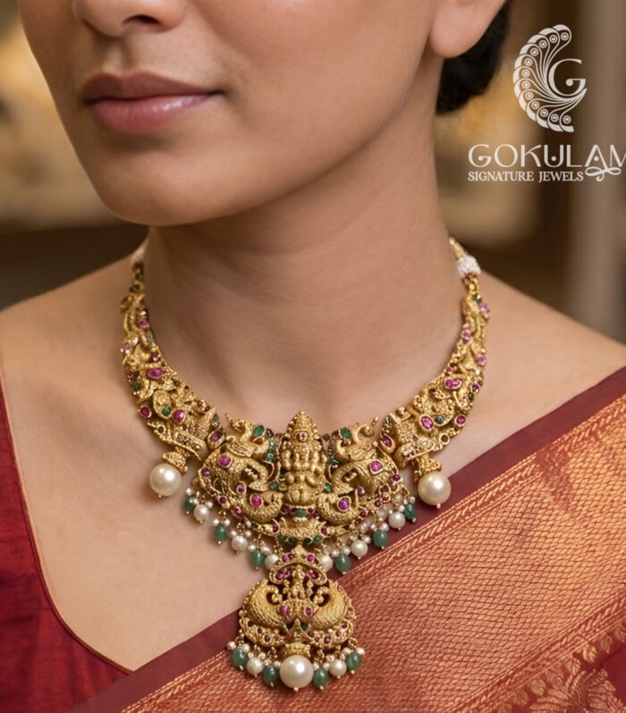 Lakshmi Temple Pendant Necklace