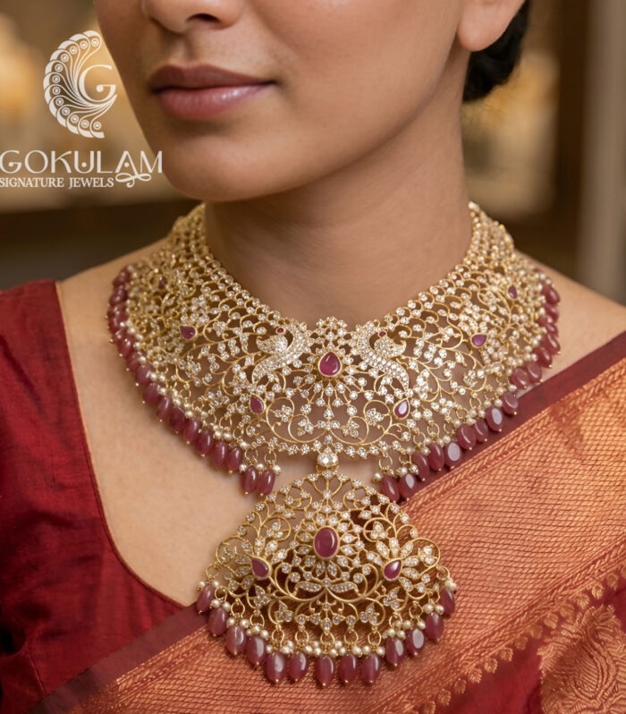 Regal Ruby Filigree Statement Necklace