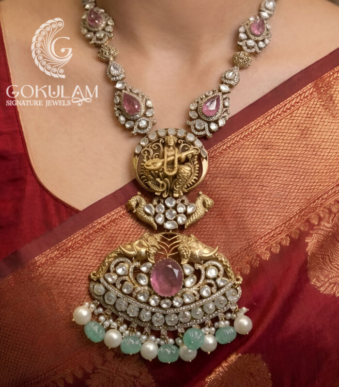 Ruby Dome Pendant Necklace Set