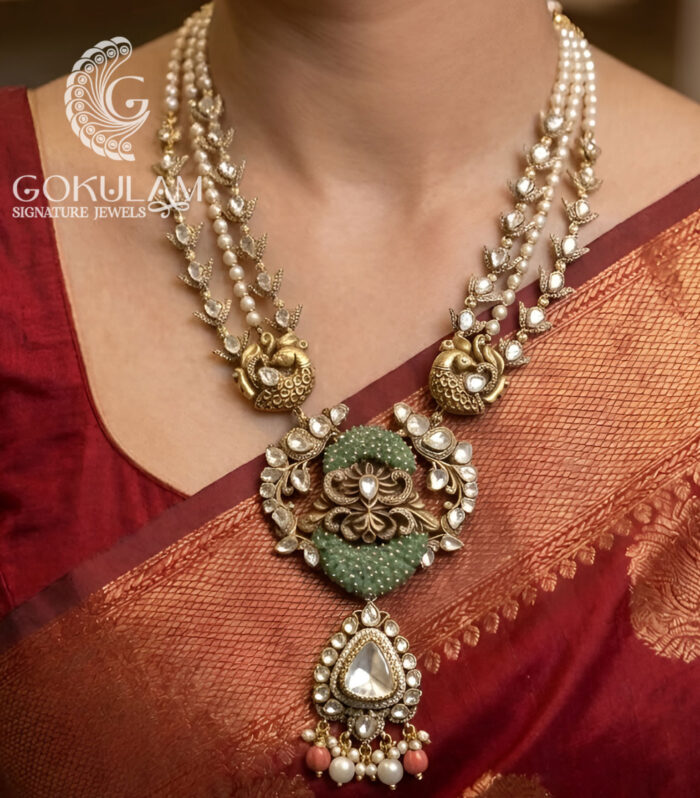 Floral Medallion Long Necklace Set