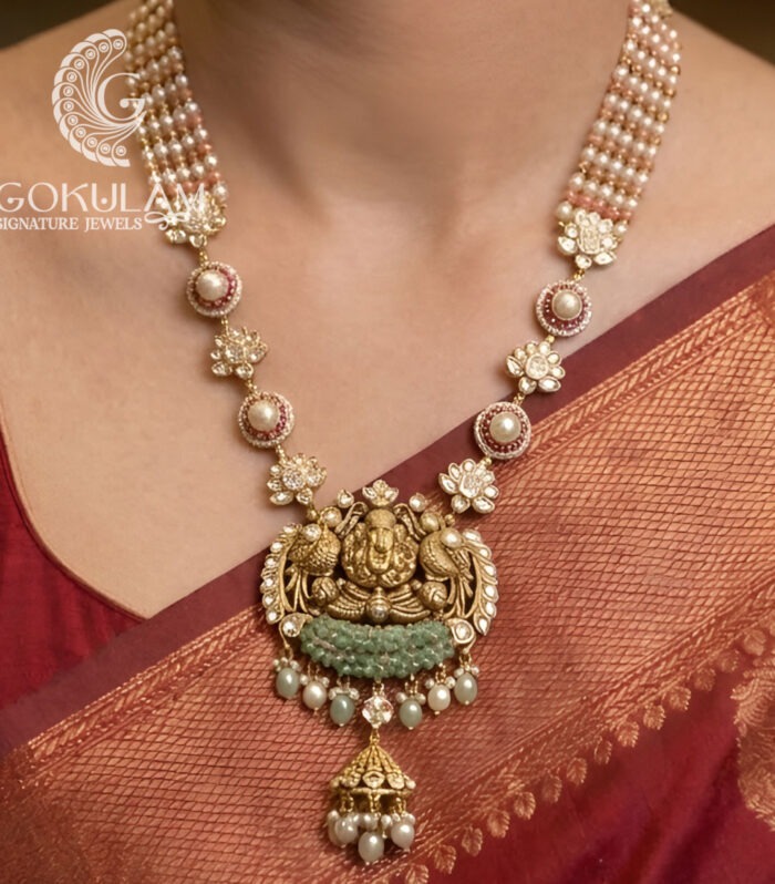 Dual Strand Bead Pendant Necklace