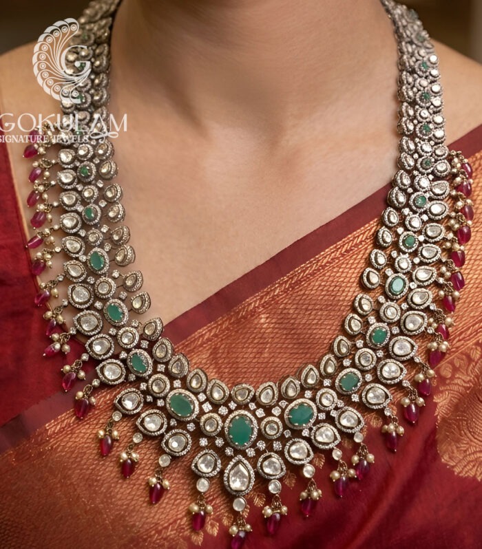 Emerald Ruby Layered Necklace Set