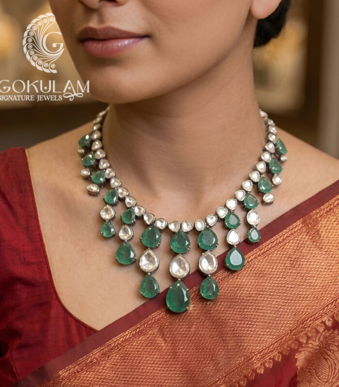 Emerald Drop CZ Necklace Set