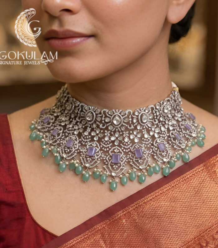 Royal Amethyst Drop CZ Choker Set