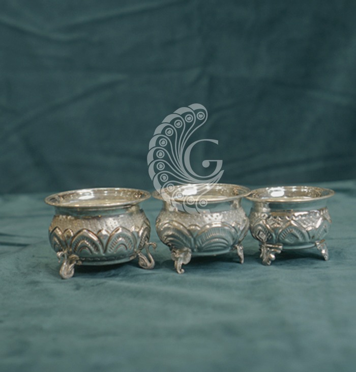 Ornate Tripod Silver Bowl Set