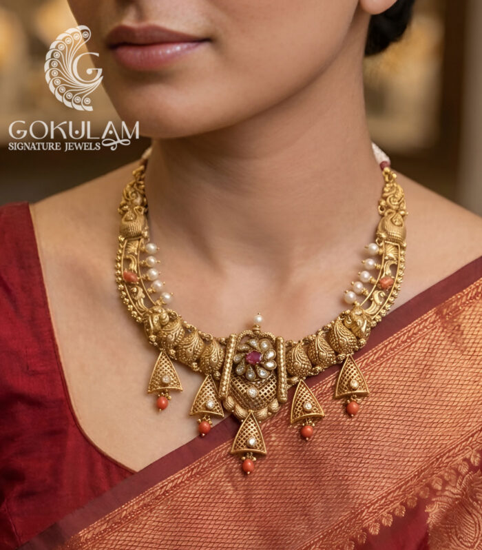 Festive Bell Drop Temple Necklace Set