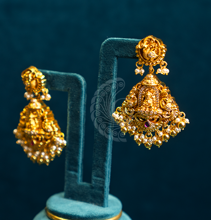 Lakshmi Pearl Temple Jhumkas
