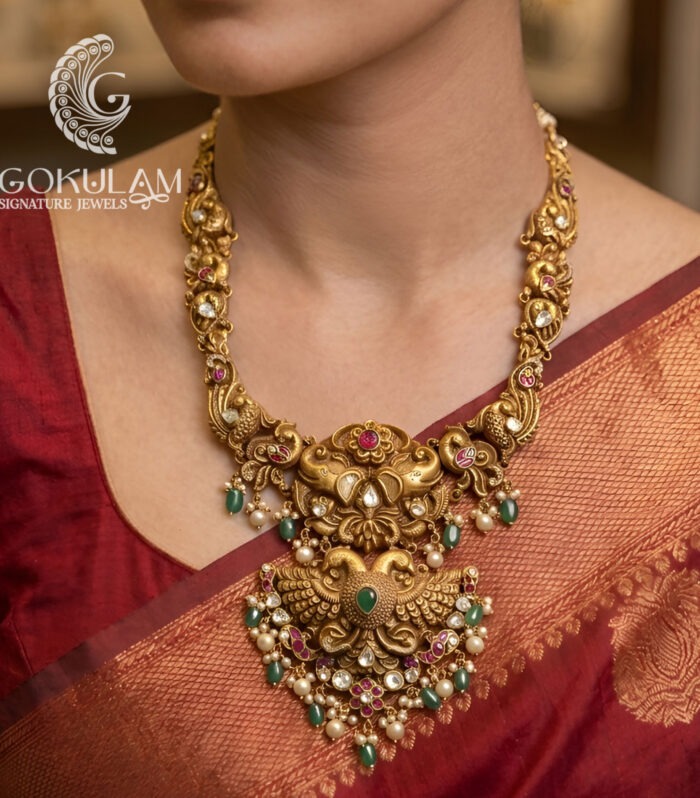 Antique Peacock Temple Necklace