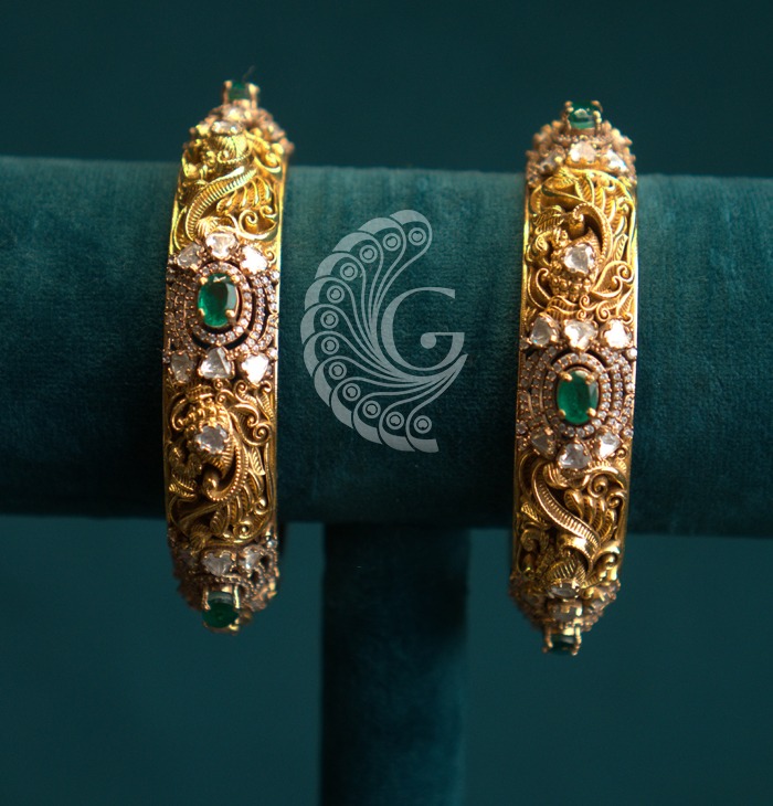 Antique Emerald Carved Bangles