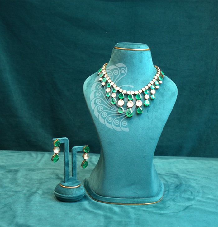 Emerald Drop CZ Necklace Set