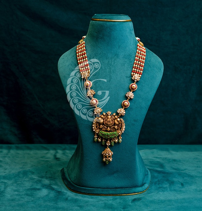 Dual Strand Bead Pendant Necklace