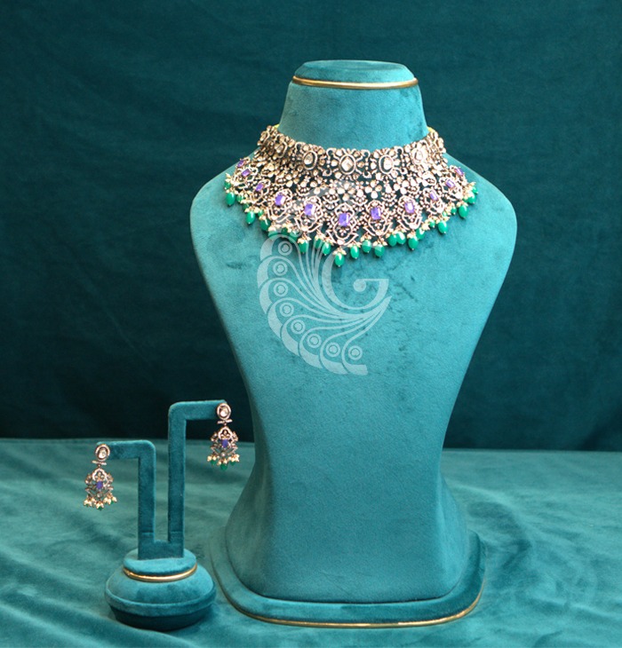 Royal Amethyst Drop CZ Choker Set