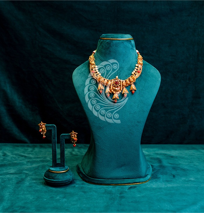 Festive Bell Drop Temple Necklace Set