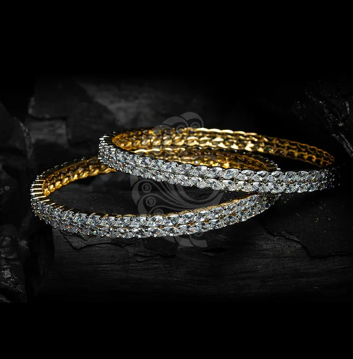 Diamond-Style White Stone Bangles