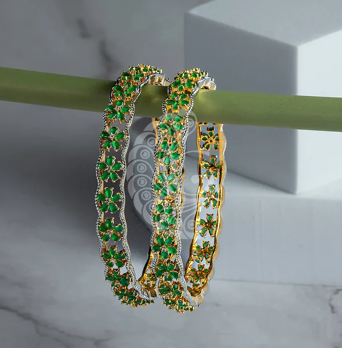 GREEN STONE BANGLES