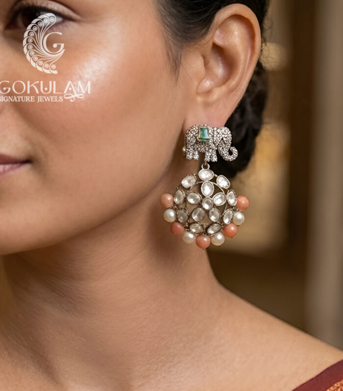Elephant Motif Victorian Jhumka Earrings