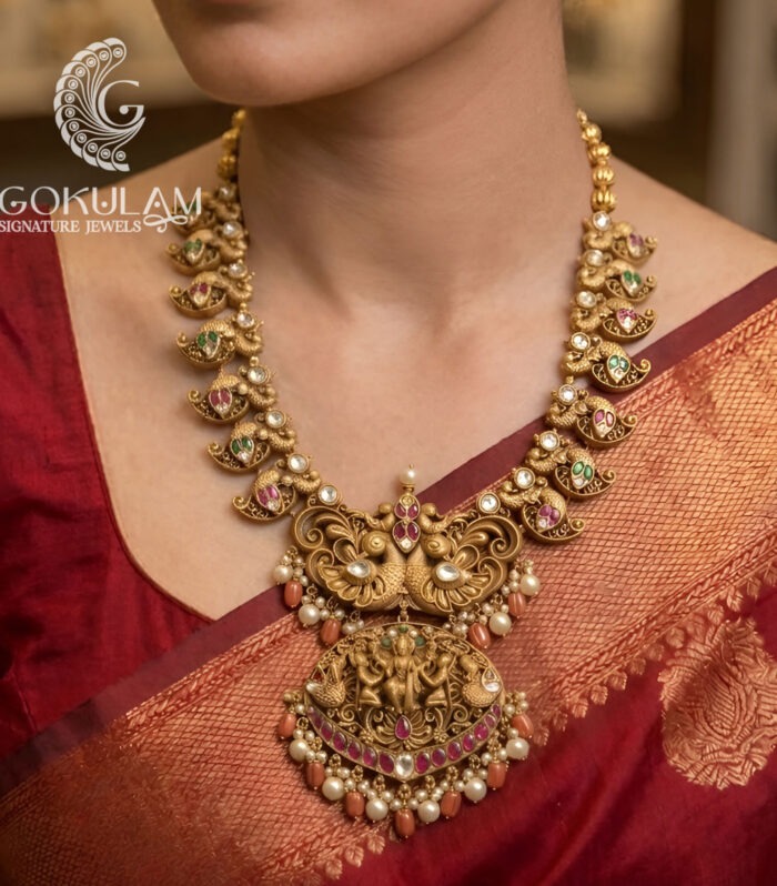 Krishna Radha Nakshi Temple Necklace