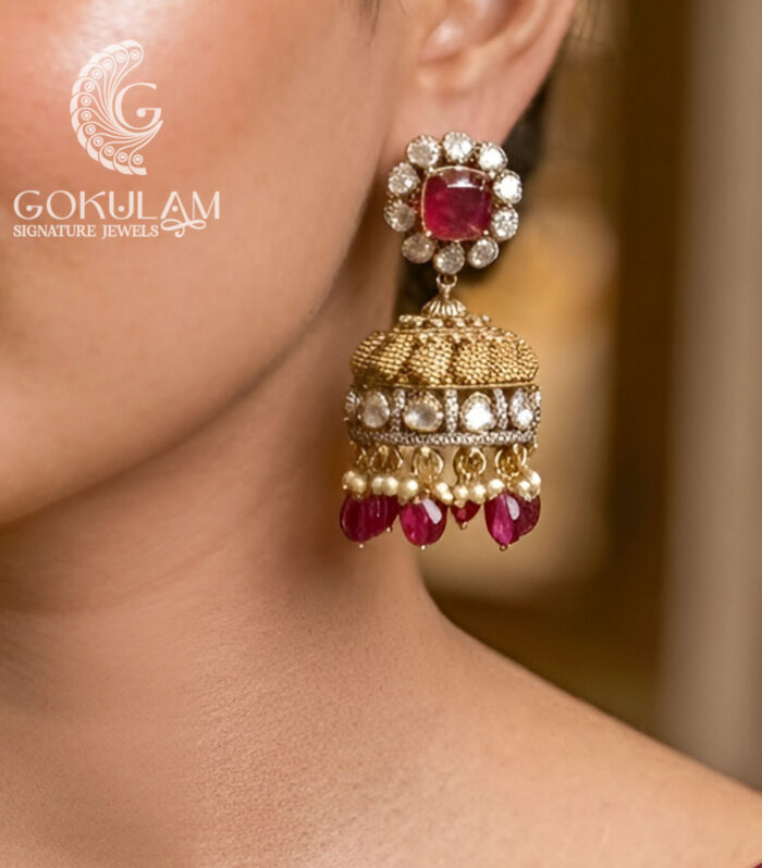 Ruby Victorian Jhumka Earrings