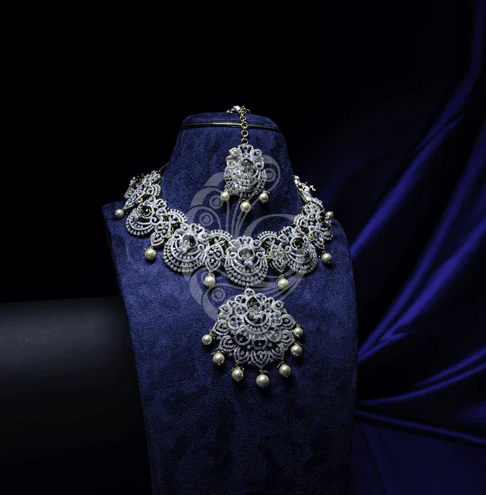 White Stone Necklace Set