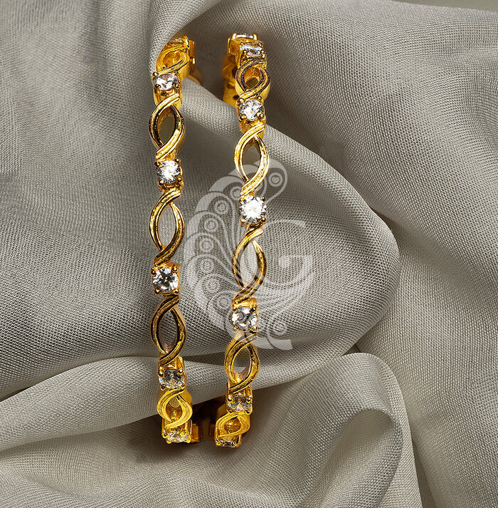 Elegant White Stone Party Wear Bangles