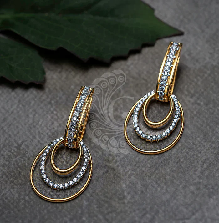 Elegant Gold Stone Earrings