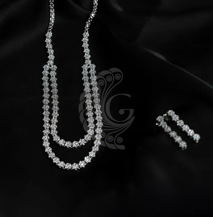 Zirconia Double Step Necklace