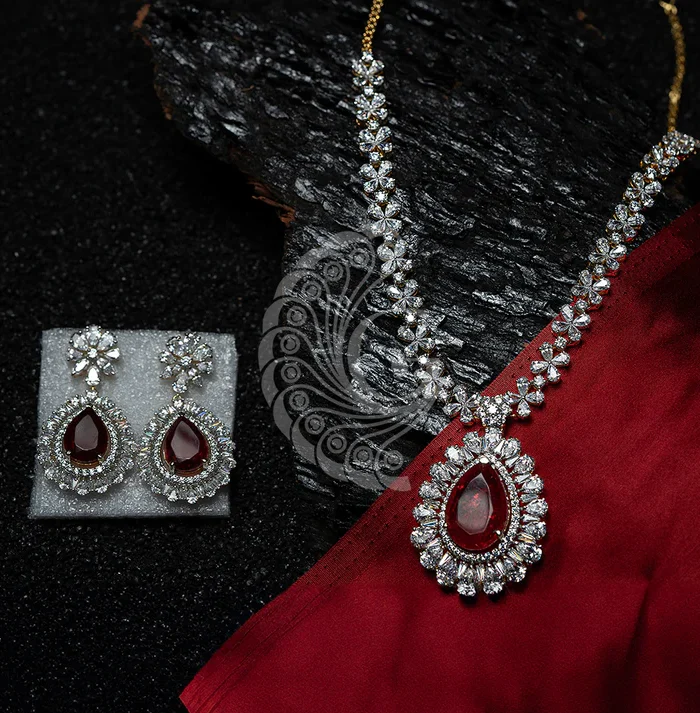 Zirconia Red Stone Necklace