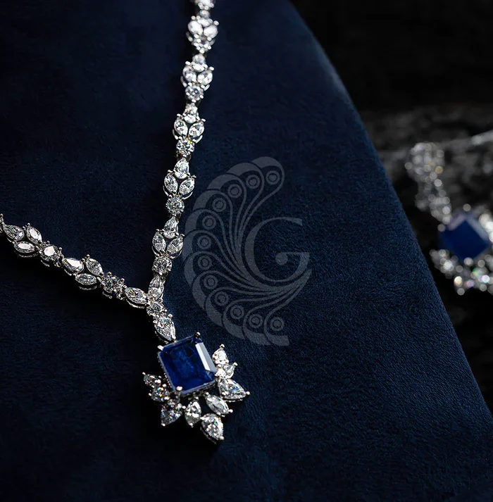 Zirconia Blue Stone Necklace