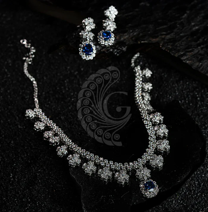 Zirconia Blue Stone Necklace