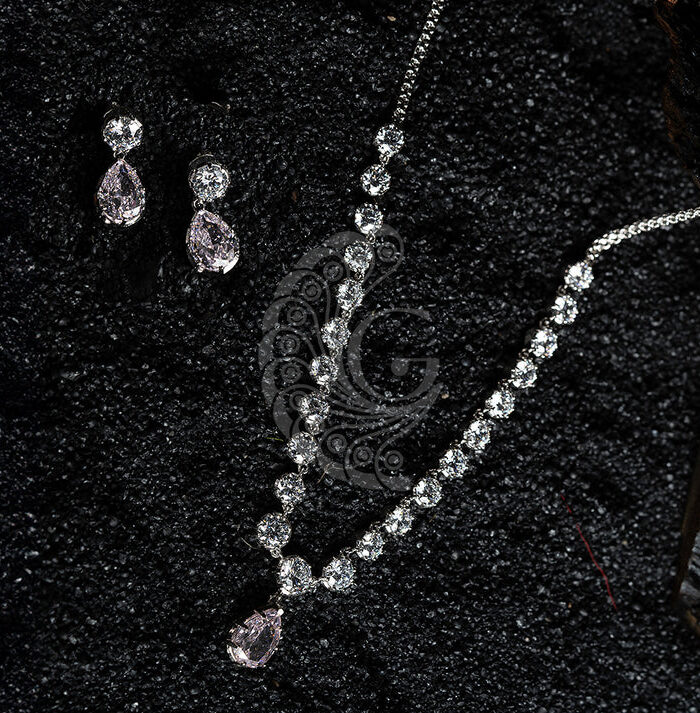 Zirconia Pink Stone Necklace