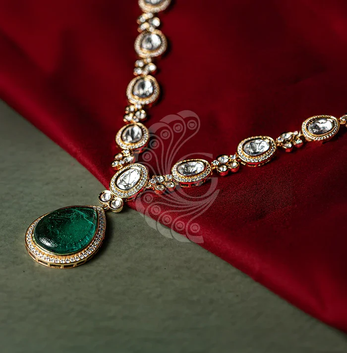 Polki Green Stone Hangings