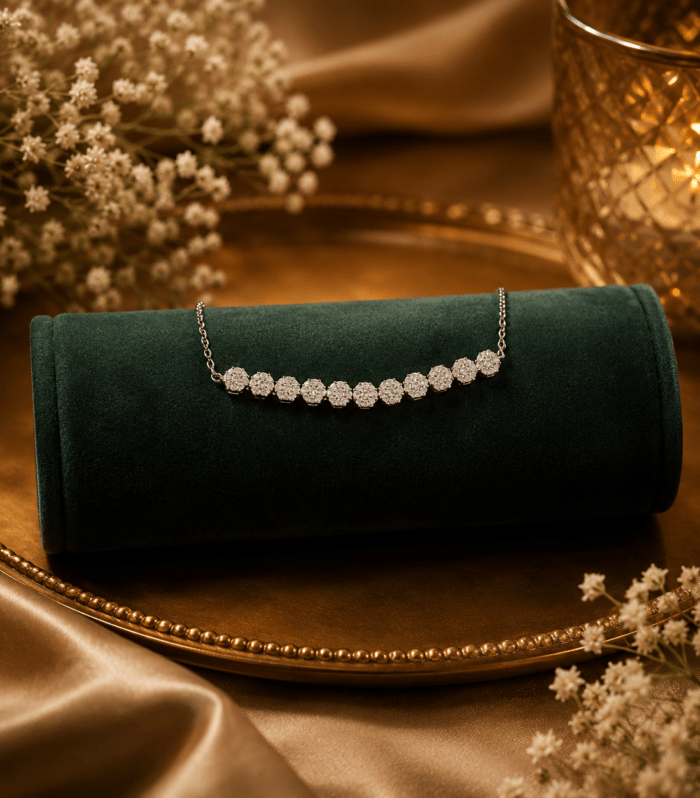 Silver Floret Cluster Tennis Bracelet