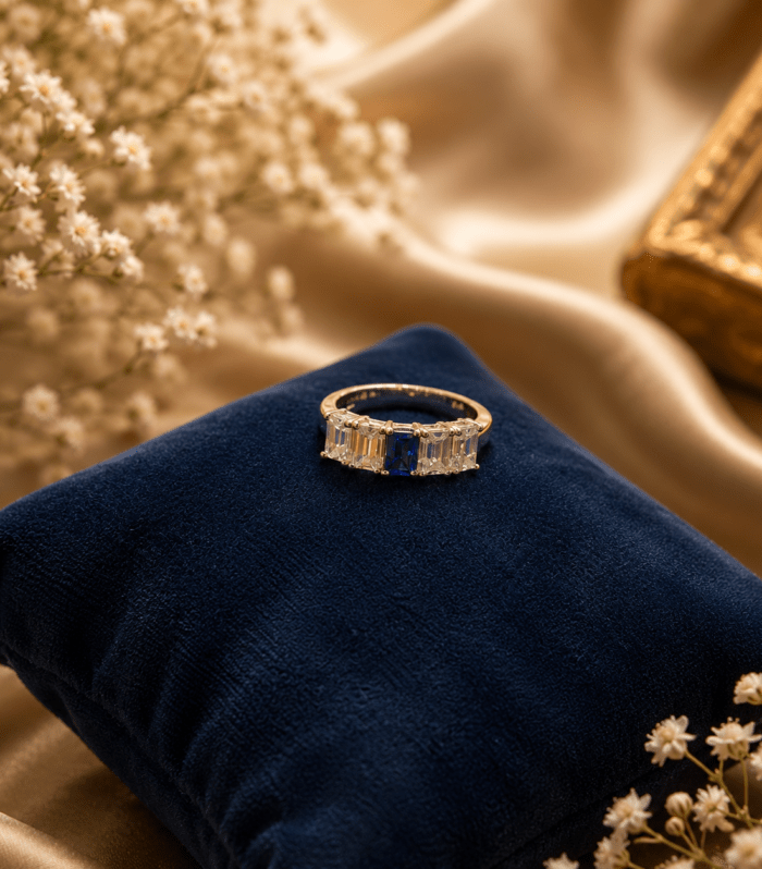 Sapphire Blue Three-Stone Ring