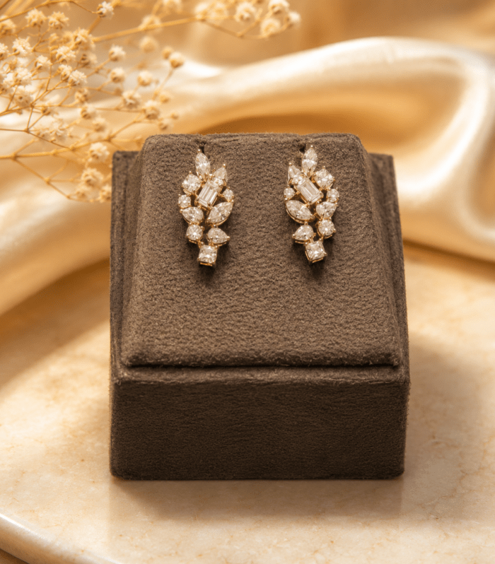 Vintage Crystal Leaf Cluster Earrings
