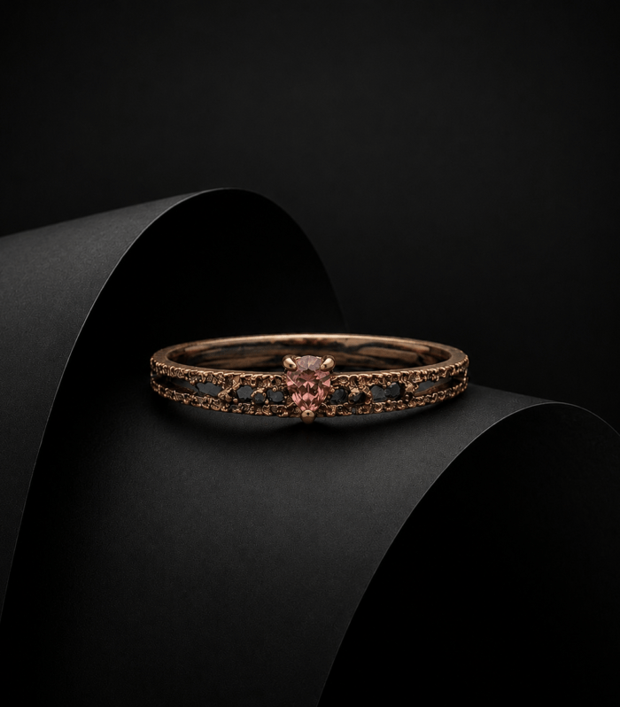 Rose Gold Pink Stone Statement Ring