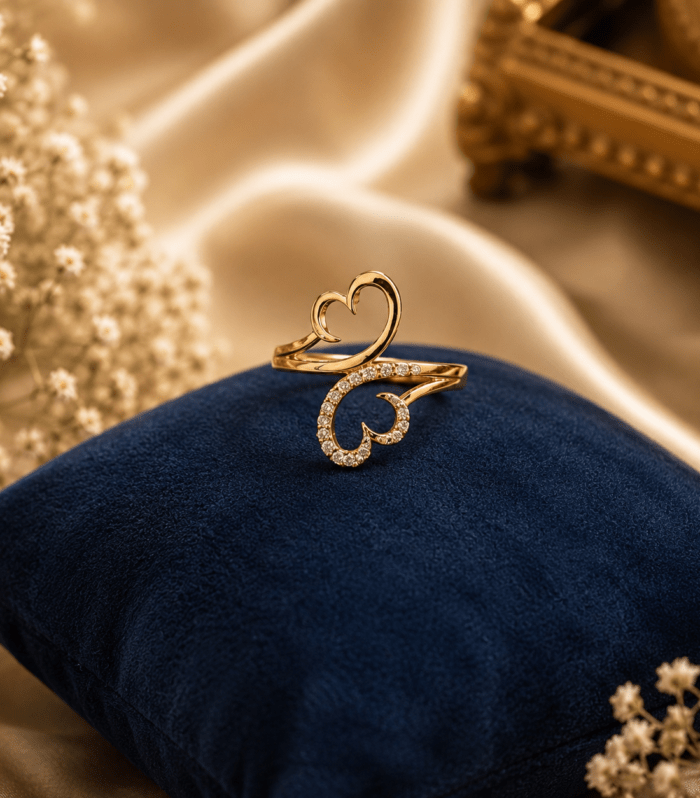 Sliver Double Heart Open Ring