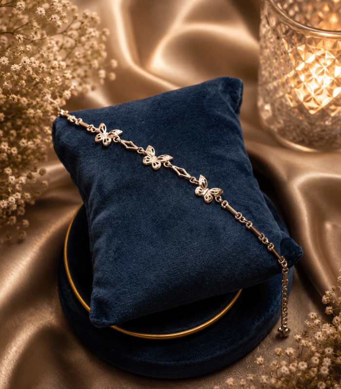 Sliver Filigree Butterfly Chain Bracelet