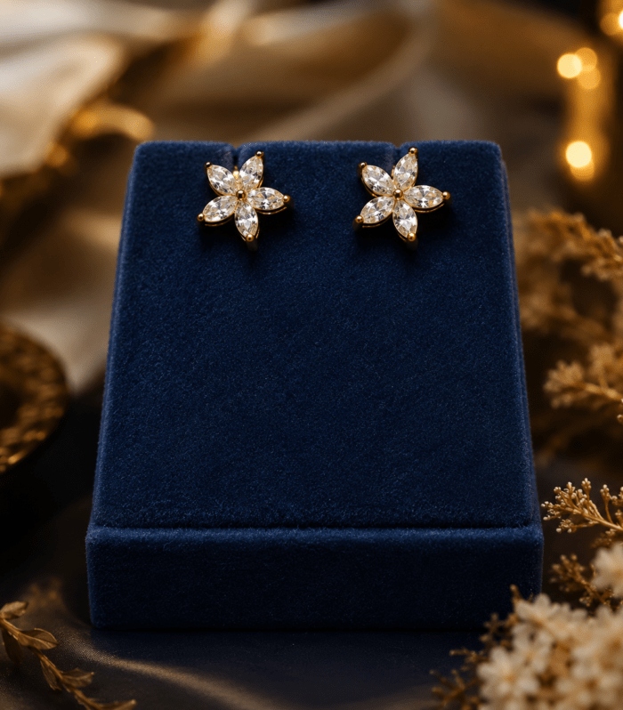 Crystal Star Flower Stud Earrings
