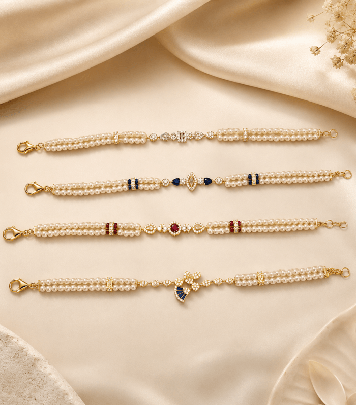 Pearl Beaded Gemstone Bracelet Set