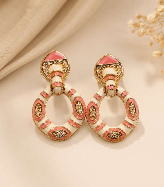 Vintage Enamel Hoop Drop Earrings