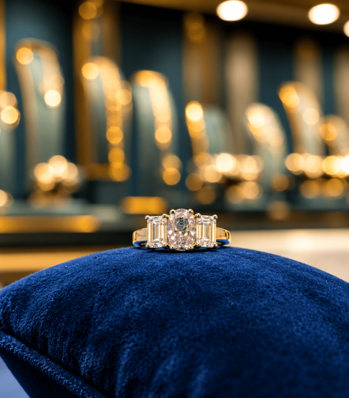 Champagne Oval Three-Stone Ring