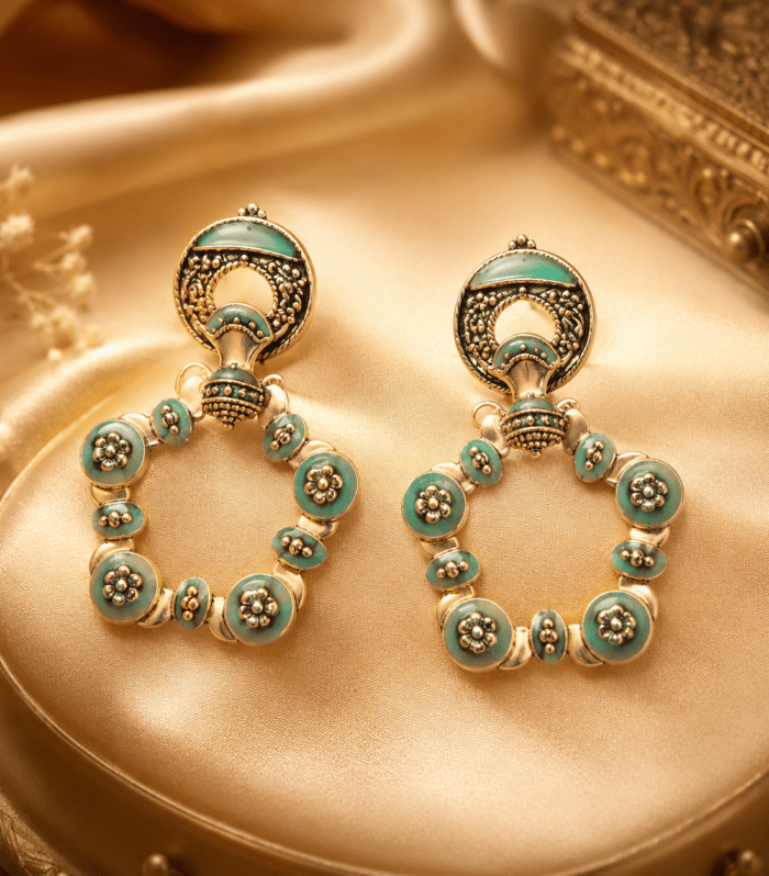 Antique Turquoise Hoop Earrings