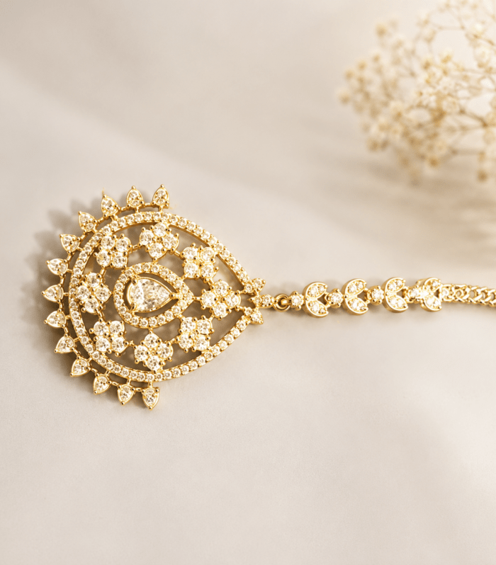 Traditional Gold Crystal Maang Tikka