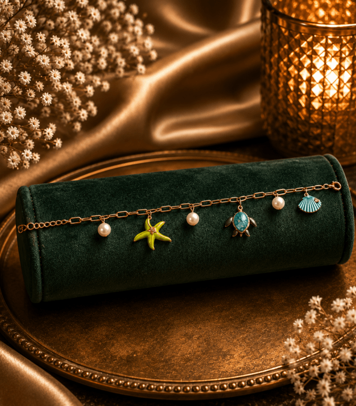 Ocean Charm Pearl & Starfish Bracelet