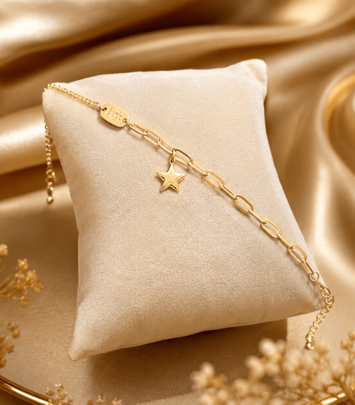 Sliver Paperclip Chain Star Bracelet
