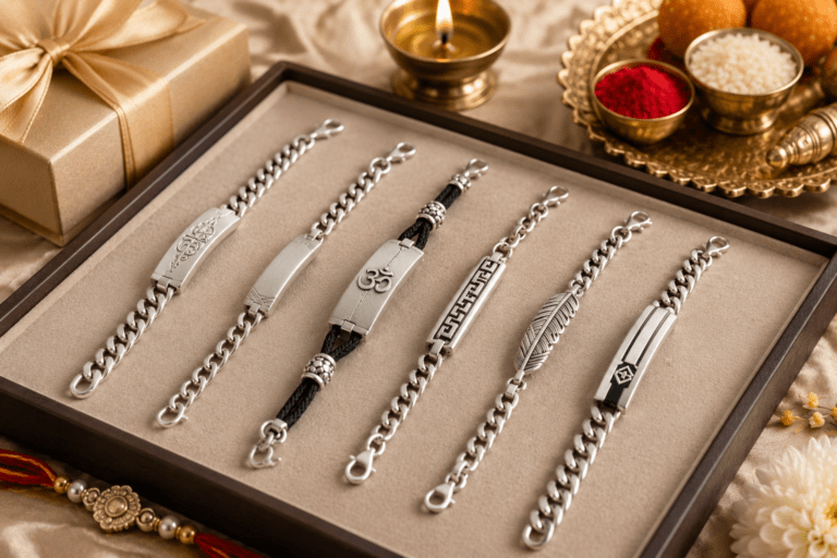 Silver Rakhi Bracelet Designs for Men