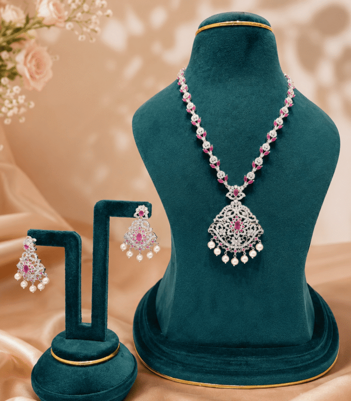 Royal Rosé italian Silver Necklace Set